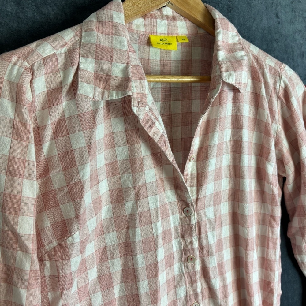 Roller Rabbit 100% Organic Cotton Pink, White Pleated Mini Dress sz XS -see pics - Picture 3 of 11